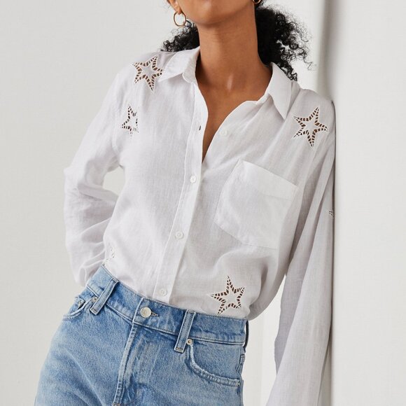 Rails Charli Shirt - White Eyelet Stars - Picture 1 of 9
